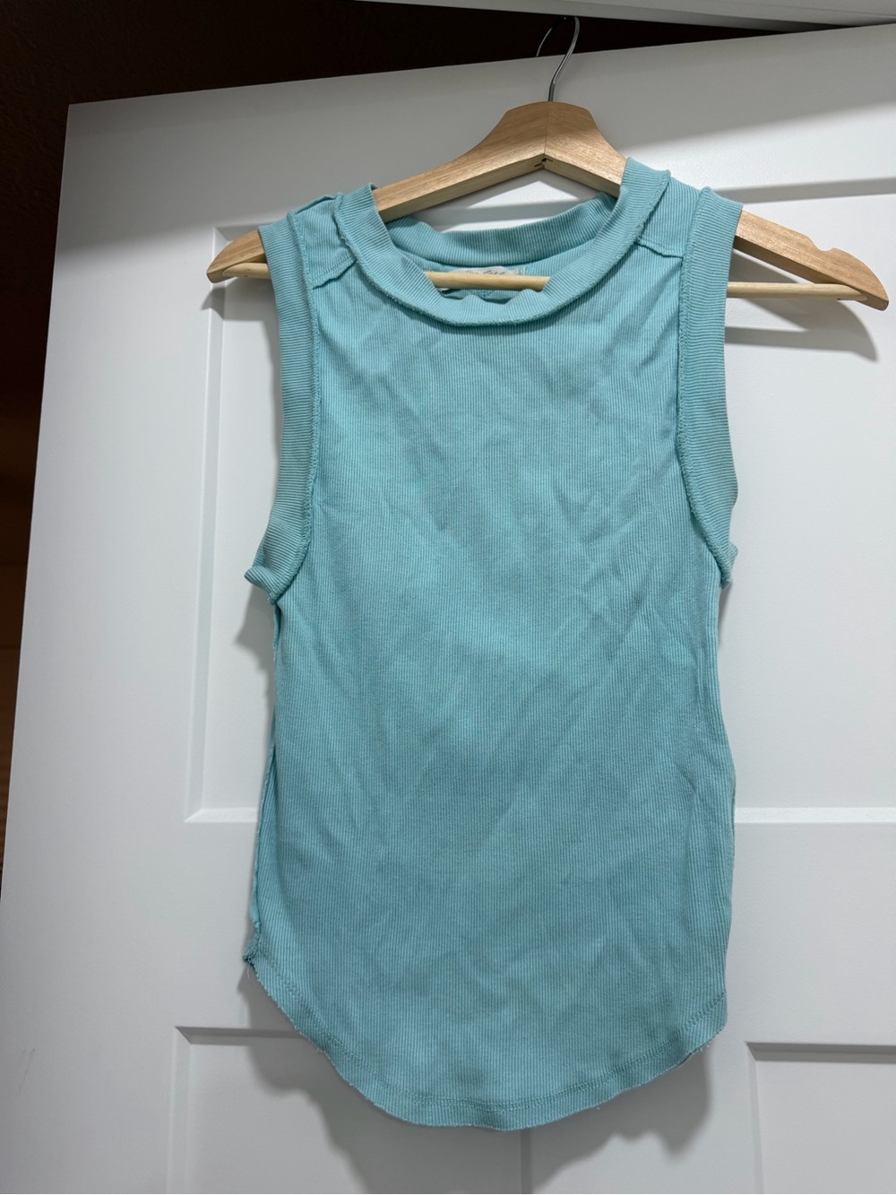 Free People Light Aqua Ribbed Tank Top